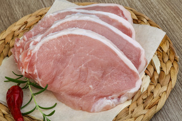 Raw porl steak