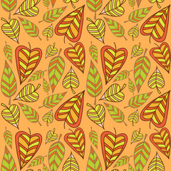 Seamless background with colorful autumn leaves. Vector illustration.