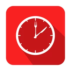 Zelfklevend Fotobehang Icono cuadrado horario de comer con sombra rojo © teracreonte