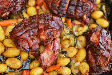 Roasted European pork knuckle