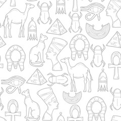 Seamless background with cartoon objects in hand drawn style on