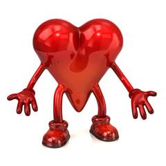 Heart character with open hands
