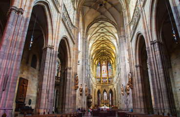 Fototapeta premium Interior of St. Vitus Cathedral at Prague Castle, Czech Republic