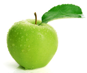 Ripe green apple isolated on white