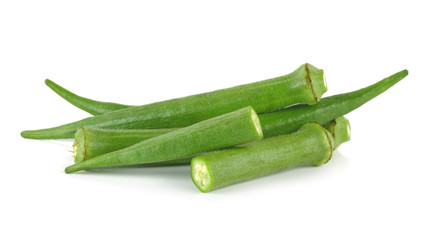 Okras on white background