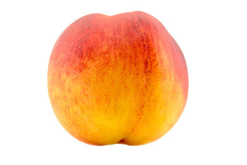 Peach whole close-up isolated on white background