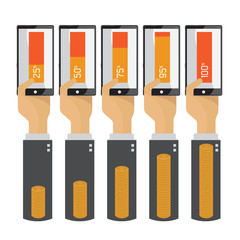 Mobile technology to do business  hand transfer money Vector