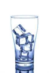 Empty glass with ice cube