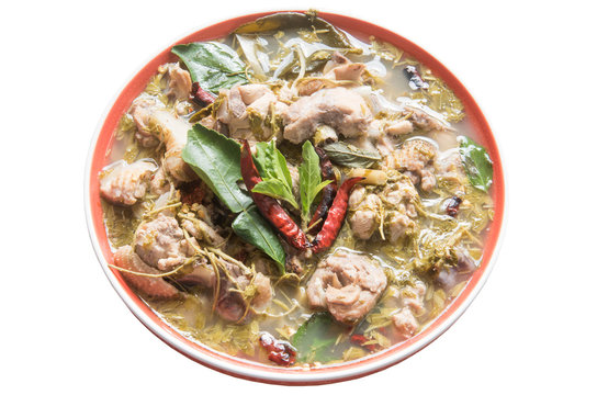 Spicy Sour Soup with Chicken and young tamarind leaf