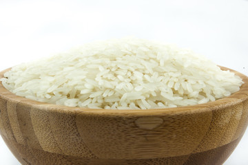 Rice in the Bowl on Isolated White Background