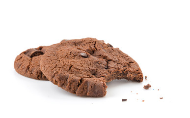 soft dark chocolate brownie cookies on white
