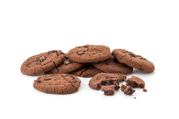 soft dark chocolate brownie cookies on white