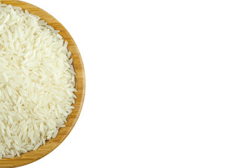 Aerial View of Rice in the Bowl on Isolated White Background