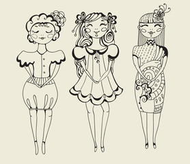 Doodle cartoon girls