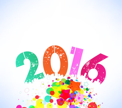 Happy 2016 new year with colorful background