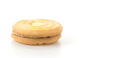 cookie biscuit with cream on white
