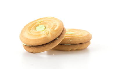 cookie biscuit with cream on white