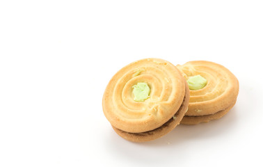 cookie biscuit with cream on white
