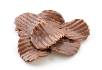 potato chip with chocolate on white