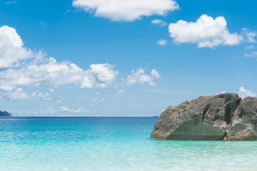 blue sky with sea and rock