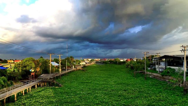 Time lapse cloud moving before rainbow appear