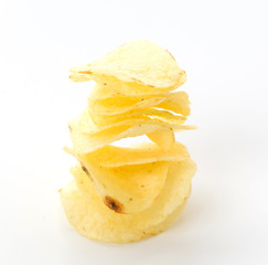 Fototapeta na wymiar potato chips on white background