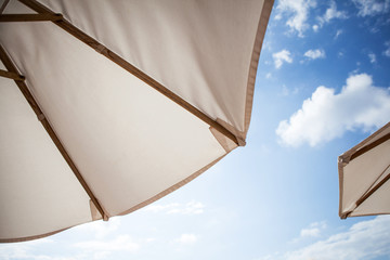 Sun umbrella on the tropical beach. Bali, Indonesia.