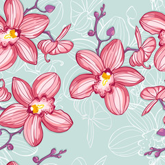 tropic floral background with orchids
