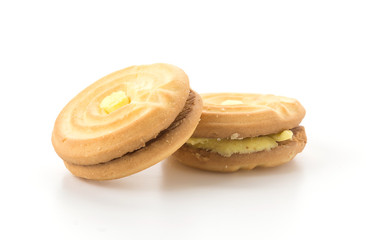 cookie biscuit with cream on white