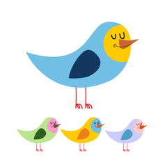 Bird with eyes closed. Cute funny bird sleeps. Animal beak on a