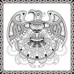 mystery bird totem coloring page
