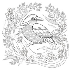 Naklejka premium graceful bird coloring page