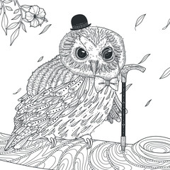 Fototapeta premium adorable owl coloring page