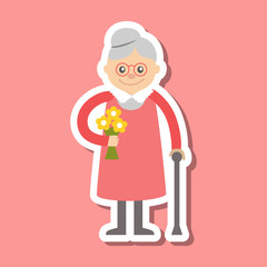 Vector illustration. Grandmother icon