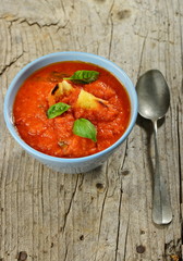 Gazpacho, spanish raw tomato and vegetable soup