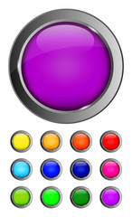 Set of colorful isolated glossy vector web buttons. Beautiful in