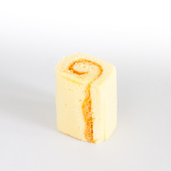 Roll pastry orange marmalade on White paper Background