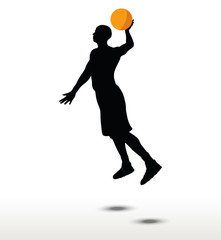 basketball player slhouette in slam pose