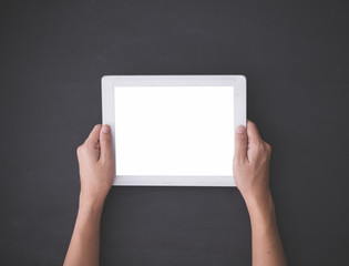 Hand using a tablet pc, mock up