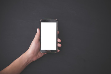 hand holding smartphone, mock up