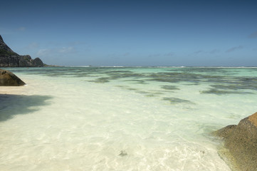 Fototapeta na wymiar Anse Source d'Argent beach, La Digue Island, Seychelles. Vacation background