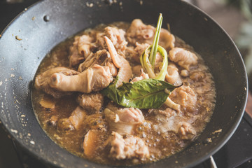 Meat stewed in a rich gravy for a wholesome meal