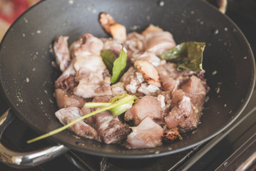 Meat stewed in a rich gravy for a wholesome meal