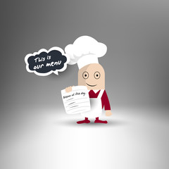 Chef holding menu of the day