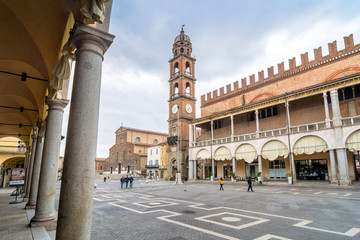 Piazza del Popolo in Faenza, Italy - obrazy, fototapety, plakaty
