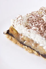 Close up Banoffee wipe cream cake
