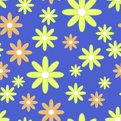 Vector seamless patter with plane flowers. Background with yello