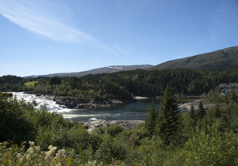 Fototapeta premium Laksforsen waterfall, Nordland, Norway