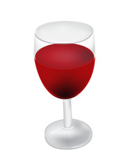 Vector illustration of realistic glass of red wine isolated on white background,