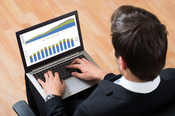 Businessman Checking Financial Report On Laptop